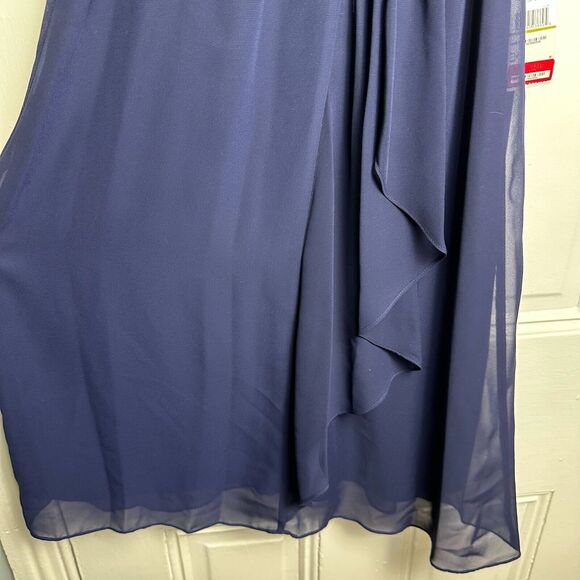 SLNY Midi Dress Womens 14 Dark Navy Blue Embellished Halter Sleeveless Party NWT - Picture 5 of 8